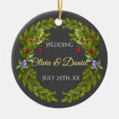 Waterverf bosbessen en champignons bruiloft keramisch ornament (Voorkant)