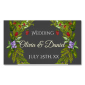 Waterverf bosbessen en champignons bruiloft magnetisch visitekaartje (Voorkant)