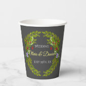 Waterverf bosbessen en champignons bruiloft papieren bekers (Voorkant)