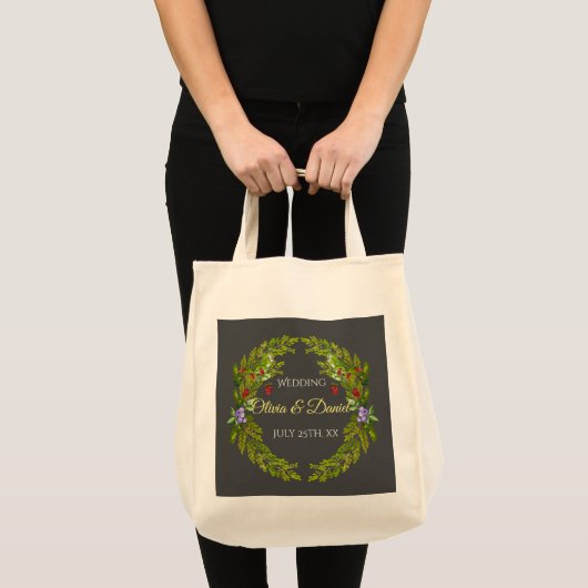 Waterverf bosbessen en champignons bruiloft tote bag (Voorkant (product))