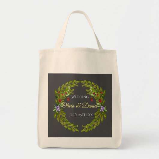 Waterverf bosbessen en champignons bruiloft tote bag (Voorkant)
