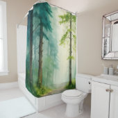 Waterverf Bosbomen Bossen Bosgrond Douchegordijn (In situ)