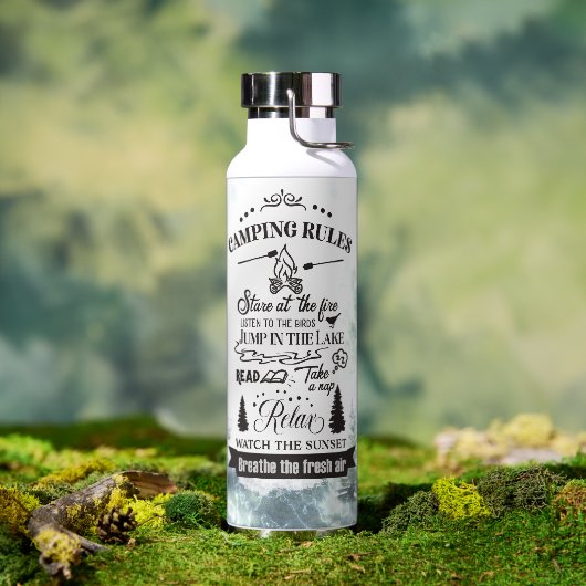 Waterverf Bosbomen Camping Regels Waterfles (Buiten)