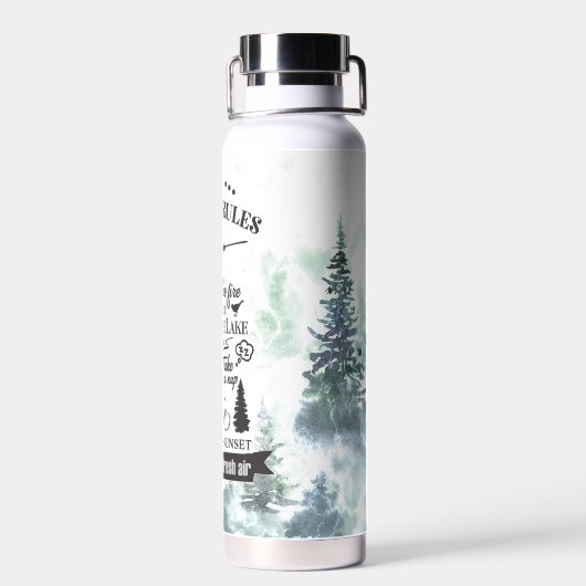 Waterverf Bosbomen Camping Regels Waterfles (Achterkant)