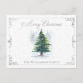 Waterverf Bosbomen met Grijs Elegant Lijst Feestdagenkaart (Voorkant)