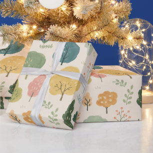 Waterverf Bosbomen Naadloos Patroon Huisdecoratie Cadeaupapier