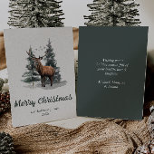 Waterverf bosbomen rendieren vrolijk kerstfeest feestdagenkaart