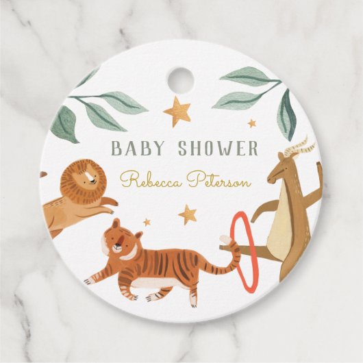 Waterverf Bosbos Baby shower Bedankjes Labels (Voorkant)