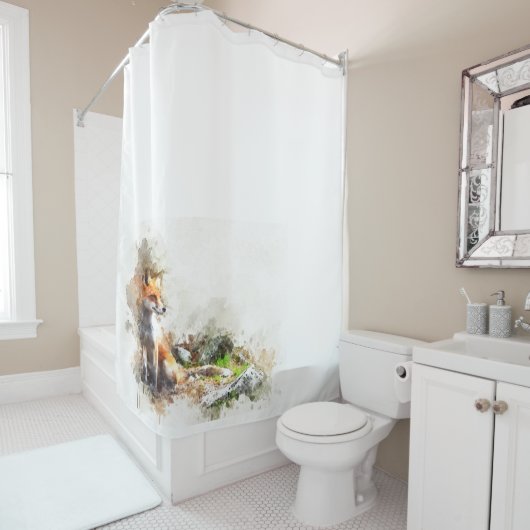 Waterverf bosbos douchegordijn (In situ)