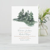 Waterverf Bosbos  Pine Forest Wedding Kaart (Staand voorkant)