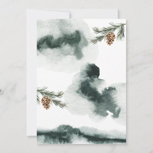 Waterverf Bosbos  Pine Forest Wedding Kaart (Achterkant)