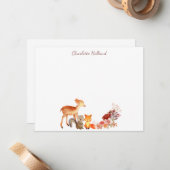 Waterverf Bosdier Bloemige Gepersonaliseerd Notitiekaartje (Voorkant / Achterkant in situ)