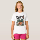 Waterverf bosdier kampeerder 4e verjaardag t-shirt (Voorkant volledig)