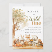 Waterverf bosdieren 1e verjaardag kaart (Voorkant)