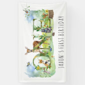 Waterverf Bosdieren 1e Verjaardag Spandoek (Verticaal)