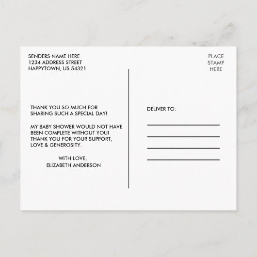 Waterverf Bosdieren Baby Shower Bedankt Briefkaart (Achterkant)