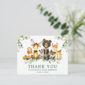 Waterverf Bosdieren Baby Shower Bedankt Briefkaart (Staand voorkant)