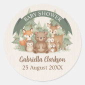 Waterverf Bosdieren Baby Shower Ronde Sticker (Voorkant)