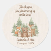 Waterverf Bosdieren Baby Shower Ronde Sticker (Voorkant)