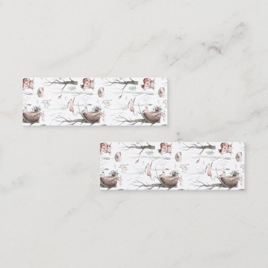 Waterverf Bosdieren Bladwijzer Mini Visitekaartje (Voorkant / Achterkant)