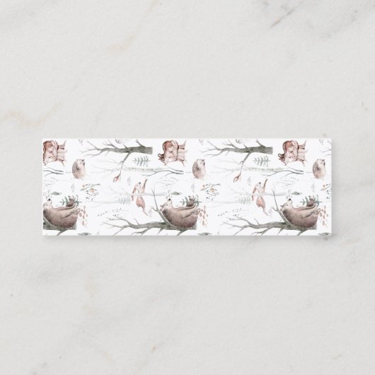 Waterverf Bosdieren Bladwijzer Mini Visitekaartje (Achterkant)