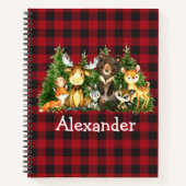 Waterverf Bosdieren bomen Roodpoottekening Notitieboek (Voorkant)