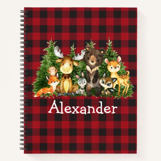 Waterverf Bosdieren bomen Roodpoottekening Notitieboek (Voorkant)