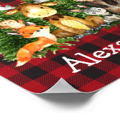 Waterverf Bosdieren Bos Bomen Plaid Poster (Hoek)