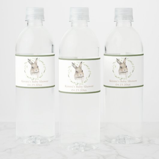 Waterverf bosdieren Bunny Name Baby shower Waterfles Etiket (Flessen)