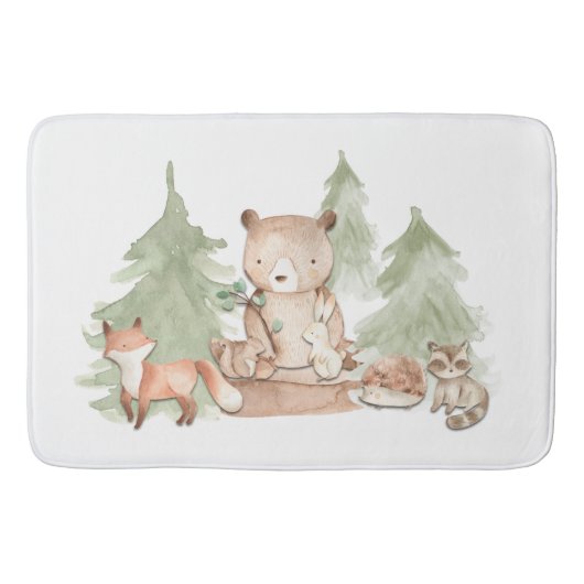 Waterverf Bosdieren Cute Kinderen Badmat (Voorkant)