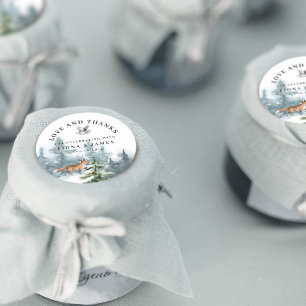 Waterverf Bosdieren Dank U Huwelijk Ronde Sticker