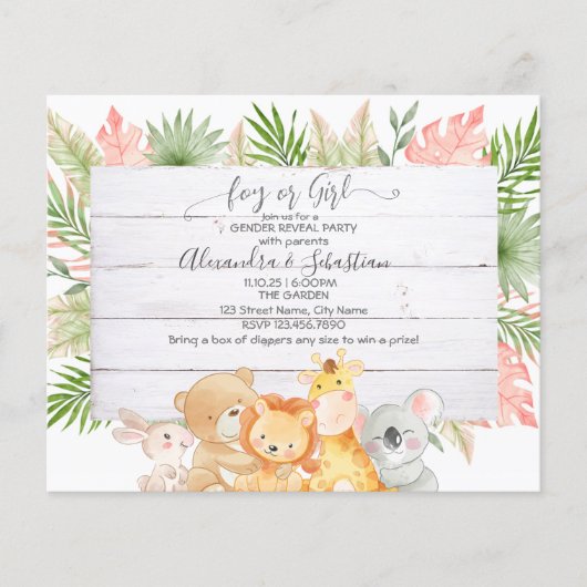 Waterverf Bosdieren Genderonderzoek Uitnodiging Flyer (Voorkant)