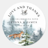 Waterverf bosdieren Hartelijk dank voor uw huwelij Ronde Sticker (Voorkant)