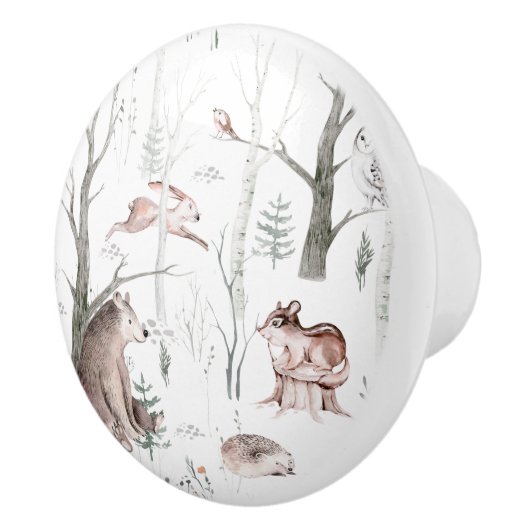 Waterverf Bosdieren Keramische Knop (Rechts)