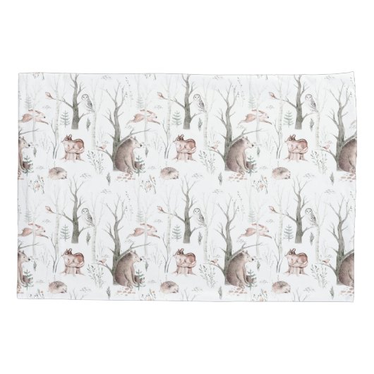 Waterverf Bosdieren Kussensloop (Achterkant)