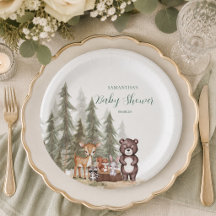 Waterverf bosdieren neutrale babyshower