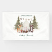 Waterverf bosdieren neutrale babyshower spandoek (Horizontaal)