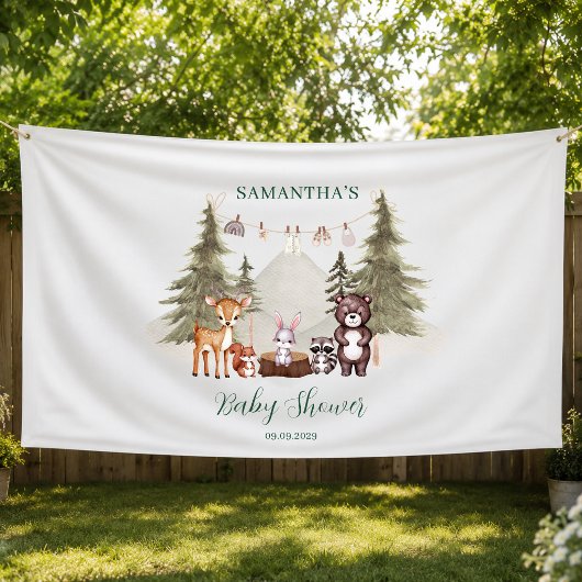 Waterverf bosdieren neutrale babyshower spandoek