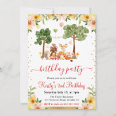 Waterverf Bosdieren Picknick Verjaardag Kaart (Voorkant)