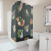 Waterverf bosdieren: Schattige naadloos Douchegordijn (In situ)