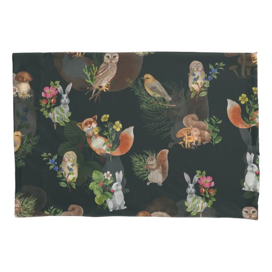 Waterverf bosdieren: Schattige naadloos Kussensloop (Voorkant)