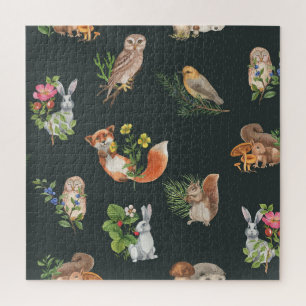 Waterverf bosdieren: Schattige naadloos Legpuzzel