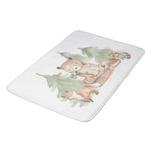 Waterverf bosdieren Schattigee Kinderen Badmat (Gekanteld)