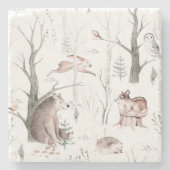 Waterverf Bosdieren Stenen Onderzetter (Voorkant)
