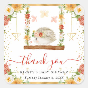 Waterverf Bosegeltje Baby Shower Vierkante Sticker