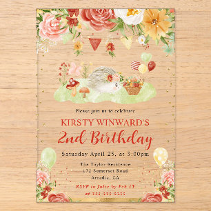 Waterverf Bosegeltje Kinderverjaardag Acryl Uitnodigingen