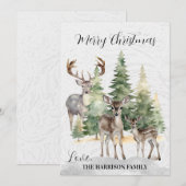 Waterverf bosfamilie van herten feestdagenkaart (Voorkant / Achterkant)