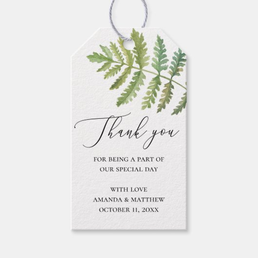 Waterverf bosgebied groen huwelijk bedankt cadeaulabel (Voorkant)