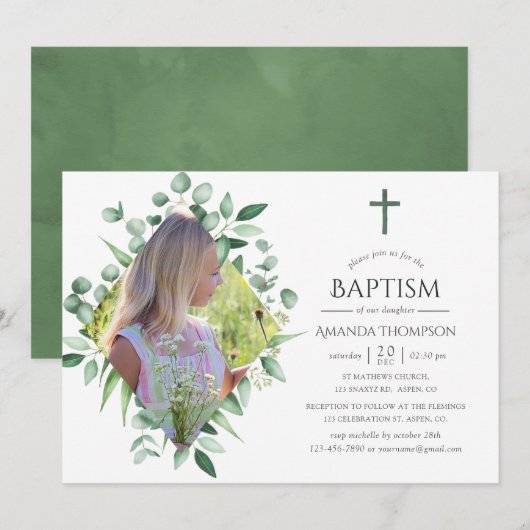 Waterverf bosgroen Tussen de doop of de christelij Kaart (Voorkant / Achterkant)