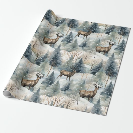 Waterverf Bosherten Winter (1) Cadeaupapier (Uitgerold)